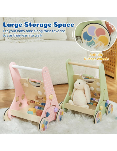 Andador de Madera Montessori Paisure 2 en 1 para Bebés 6-12 Meses