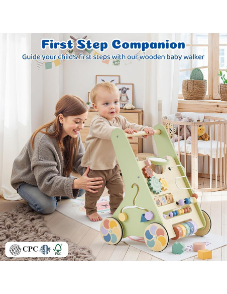 Andador de Madera Montessori Paisure 2 en 1 para Bebés 6-12 Meses Andador de Madera Montessori Paisure 2 en 1 para Bebés 6-12 Meses