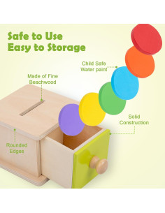 Caja de Monedas Montessori Adena - Juguete Educativo 6-12 Meses 2