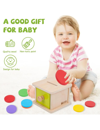 Caja de Monedas Montessori Adena - Juguete Educativo 6-12 Meses