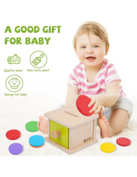 Caja de Monedas Montessori Adena - Juguete Educativo 6-12 Meses