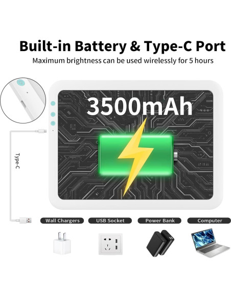 Tableta de Luz LED Recargable A3 YINGWOND con Soporte 3500mAh Tableta de Luz LED Recargable A3 YINGWOND con Soporte 3500mAh