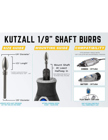 Fresa Rotativa Kutzall FLX-14-EC Carburo Tungsteno 6.35mm