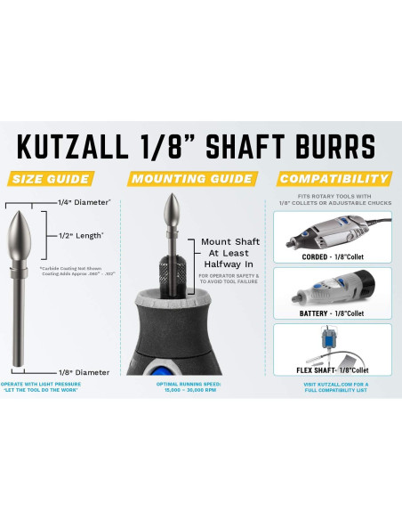 Fresa Rotativa Kutzall FLX-14-EC Carburo Tungsteno 6.35mm