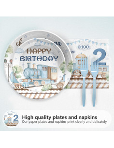 Kit de Fiesta Cumpleaños Chugga Chugga Two Two Grencian 96 Piezas 2