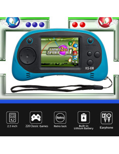 Consola de Juegos Portátil EASEGMER 16 Bits 220 Juegos HD Azul 2