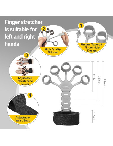 Entrenador de Fuerza de Agarre TADAKAZU 6 Piezas para Dedos