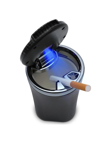 Cenicero de Coche EOCICI con Tapa y Luz LED Azul - Antihumo