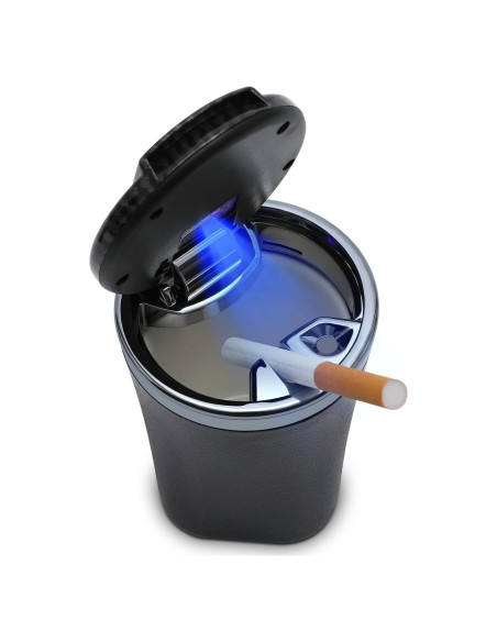 Cenicero de Coche EOCICI con Tapa y Luz LED Azul - Antihumo