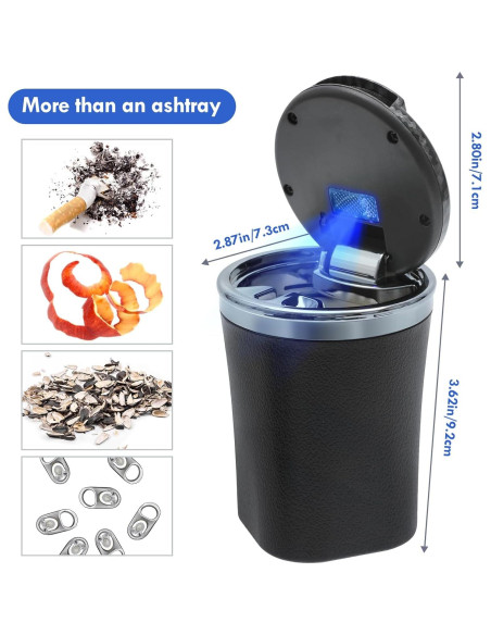 Cenicero de Coche EOCICI con Tapa y Luz LED Azul - Antihumo