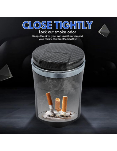 Cenicero de Coche EOCICI con Tapa y Luz LED Azul - Antihumo