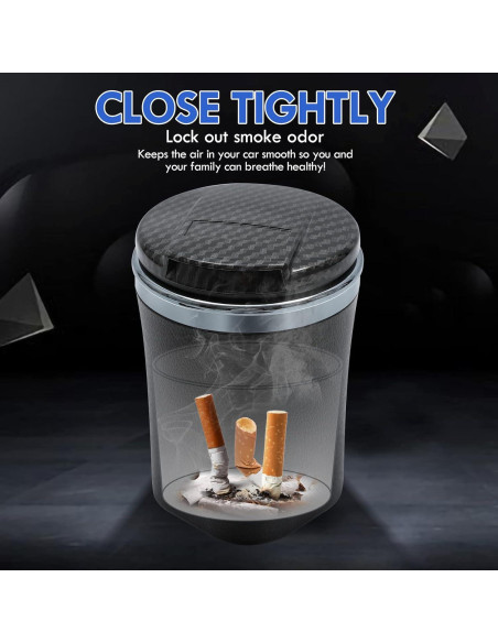 Cenicero de Coche EOCICI con Tapa y Luz LED Azul - Antihumo