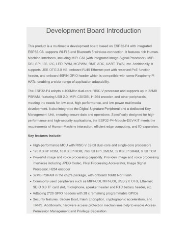 Placa de Desarrollo ESP32-P4-Module XYGStudy Wi-Fi 6 Bluetooth 5