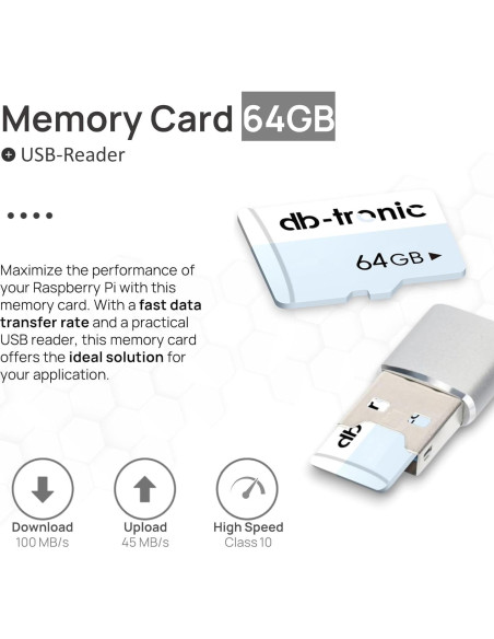 Kit de Inicio Raspberry Pi 4 2GB db-tronic | 64GB SD | Fuente USB-C Kit de Inicio Raspberry Pi 4 2GB db-tronic | 64GB SD | Fuente USB-C