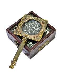 Lupa de Bronce Antiguo Arte del Marinero con Caja de Madera