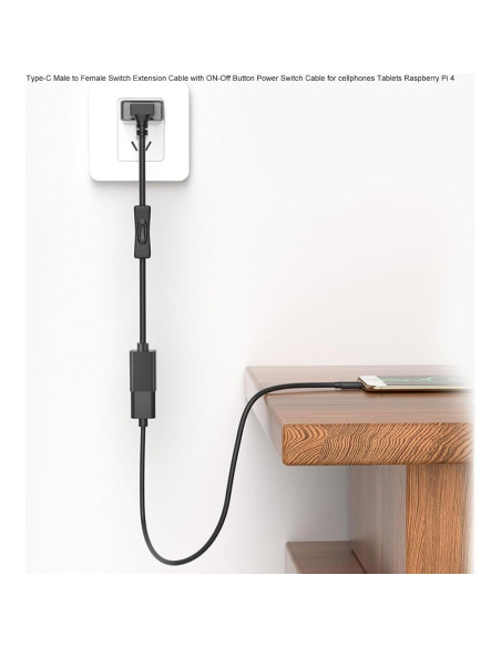 Cable de Extensión USB-C con Interruptor para Raspberry Pi 4 - 1m Cable de Extensión USB-C con Interruptor para Raspberry Pi 4 - 1m