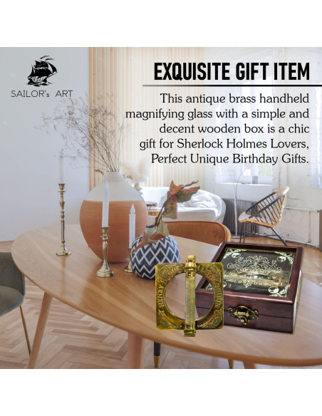 Lupa de Bronce Antiguo Arte del Marinero con Caja de Madera
