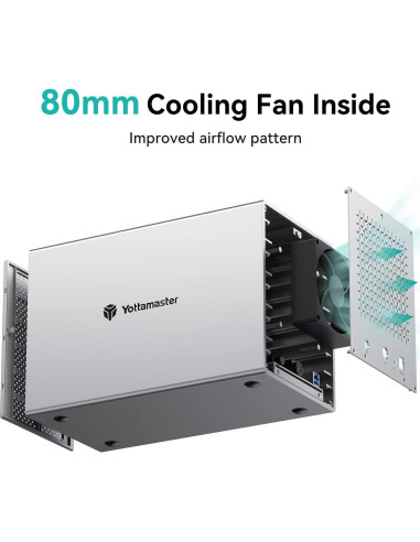 Caja Externa HDD Yottamaster 5 Bahías USB 3.0 Aluminio 80TB