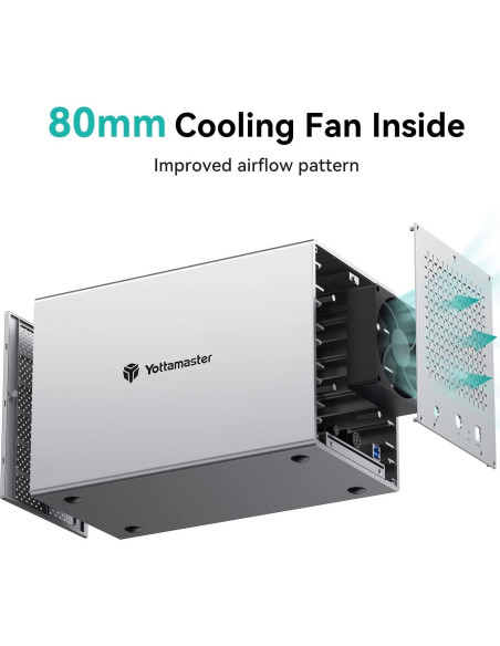 Caja Externa HDD Yottamaster 5 Bahías USB 3.0 Aluminio 80TB