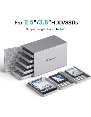 Caja Externa HDD Yottamaster 5 Bahías USB 3.0 Aluminio 80TB