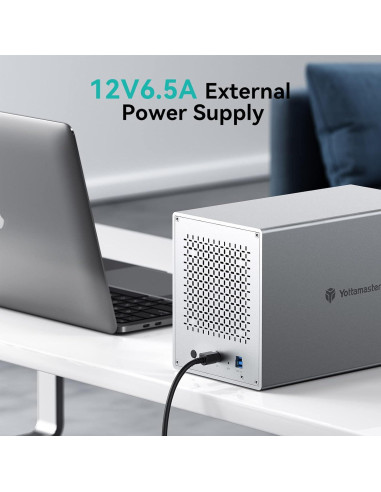 Caja Externa HDD Yottamaster 5 Bahías USB 3.0 Aluminio 80TB