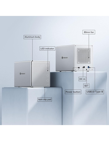 Caja Externa HDD Yottamaster 5 Bahías USB 3.0 Aluminio 80TB