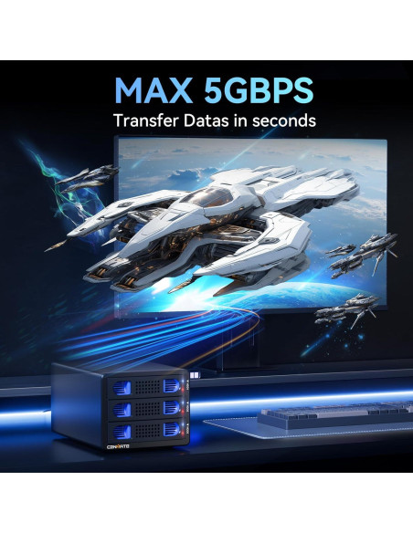 Caja de Disco Duro Externa Cenmate 3 Bahías USB 3.0 60TB