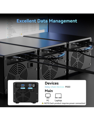 Caja de Disco Duro Externa Cenmate 3 Bahías USB 3.0 60TB