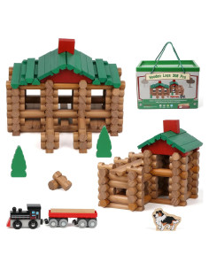 Juego de Construcción de Troncos de Madera Wondertoys 208 Piezas