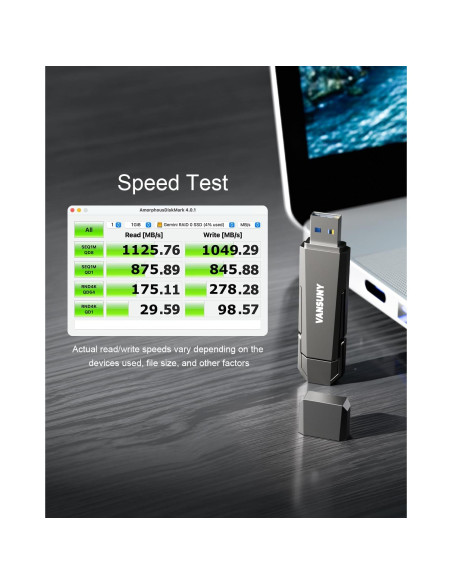 Vansuny SSD Externa 256GB USB 3.2 Gen 2 Doble Interfaz