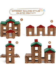 Juego de Construcción de Troncos de Madera Wondertoys 208 Piezas 2