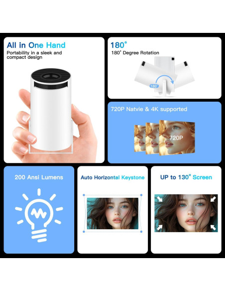 Mini Proyector DreamFair HY300Pro 4K 1080P WiFi Bluetooth