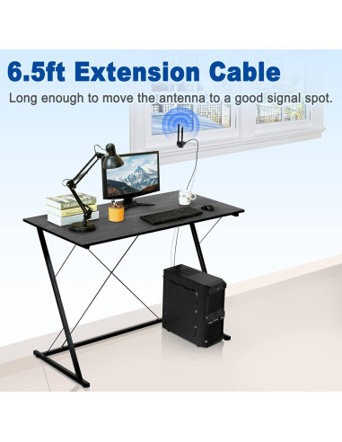Antena WiFi Doble Banda Eightwood 2.4GHz 5GHz 8dBi con Cable 1.98m