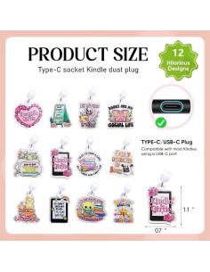12 Encantos Tapones de Polvo Tipo C para E-Readers y Tabletas 2