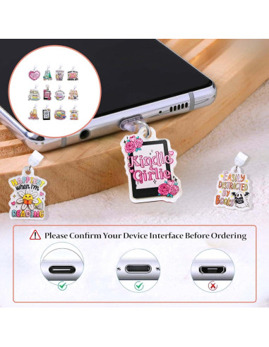 12 Encantos Tapones de Polvo Tipo C para E-Readers y Tabletas