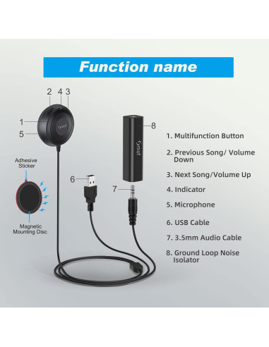 Adaptador Bluetooth 5.0 Smof BT4805P 3.5mm para Coche