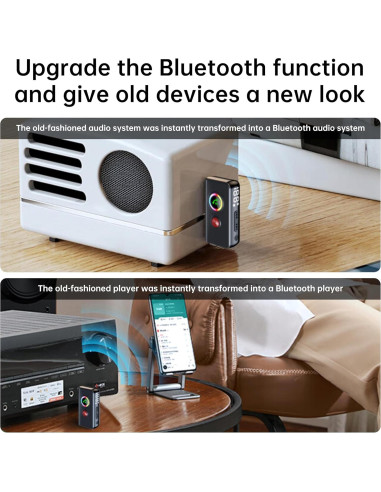 Transmisor y Receptor Bluetooth 5.4 Biaze 2 en 1 AUX 3.5mm