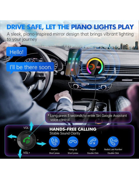 Transmisor Bluetooth FM para coche Magift A12, carga rápida 36W