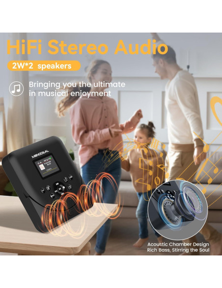 Reproductor de CD Portátil Bluetooth MONODEAL MD707 con Altavoces