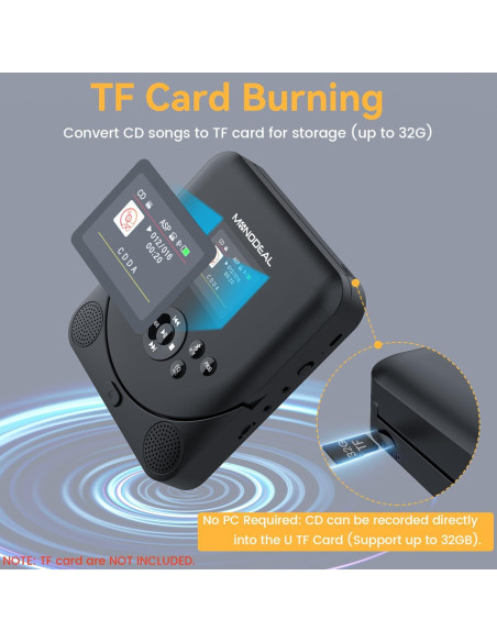 Reproductor de CD Portátil Bluetooth MONODEAL MD707 con Altavoces