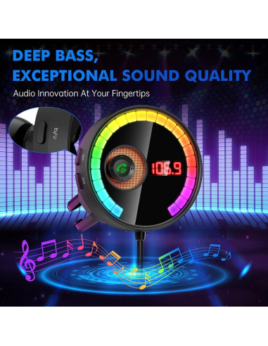 Transmisor Bluetooth FM para coche Magift A12, carga rápida 36W