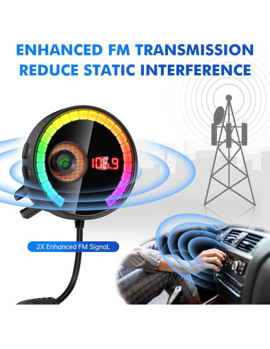 Transmisor Bluetooth FM para coche Magift A12, carga rápida 36W