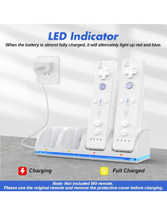 Estación de Carga 4-en-1 KEKUCULL para Controladores Wii/Wii U 2
