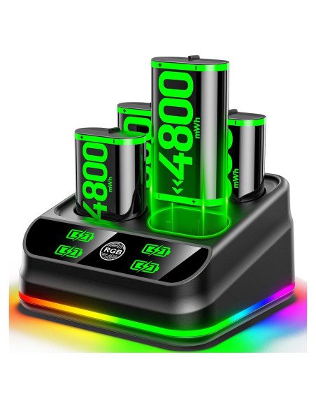 Cargador Rysker con 4 Baterías Recargables para Xbox One/S/X