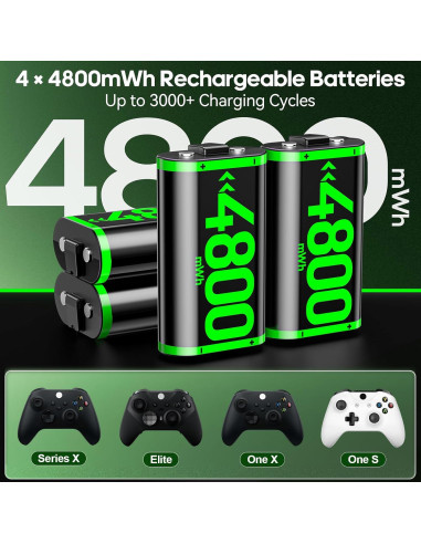 Cargador Rysker con 4 Baterías Recargables para Xbox One/S/X
