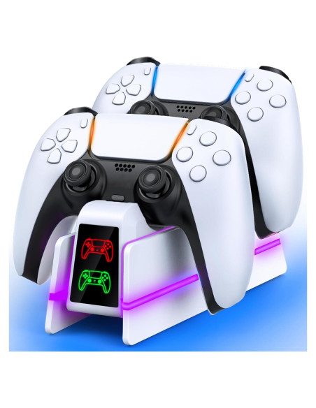 Cargador Rápido PS5 ZRZLMVP con LED 9 Colores y Soporte