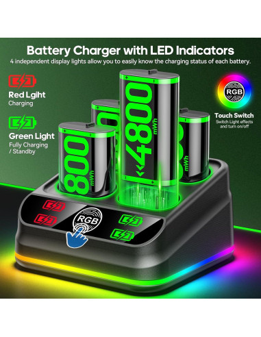 Cargador Rysker con 4 Baterías Recargables para Xbox One/S/X