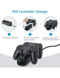 Cargador Rápido YAEYE para Controlador PS4/PS4 Pro/PS4 Slim 2