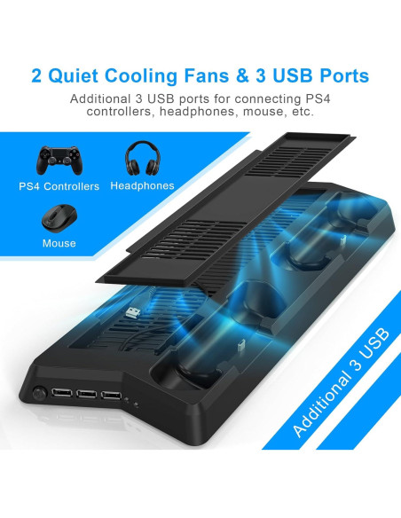 Estación de Carga Doble KEKUCULL para Controladores PS4/PS4 Slim