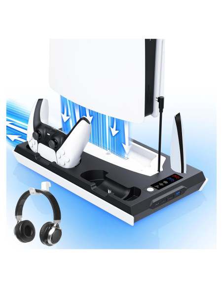 Estación de Enfriamiento y Carga Doble PS5 Fivtek Negro